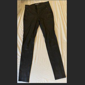 VINCE Black Genuine Leather Skinny Pants Size S
